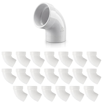 Coude 60 po 3 en PVC blanc 3 po, raccord en Hub x Spigot, paquet de 20