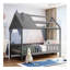 Lit simple en bois avec clôture, gris