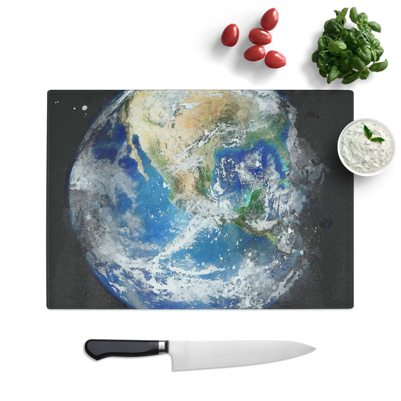 Tempered Glass an Amazing Image of Earth Paint Splash Chopping Board, 28.5 cm x 39 cm