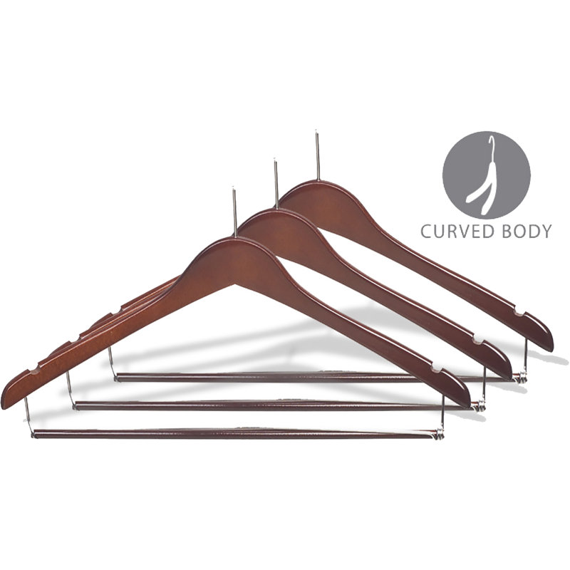 Porte-costumes en bois anti-vol, Noyer avec barre, 100