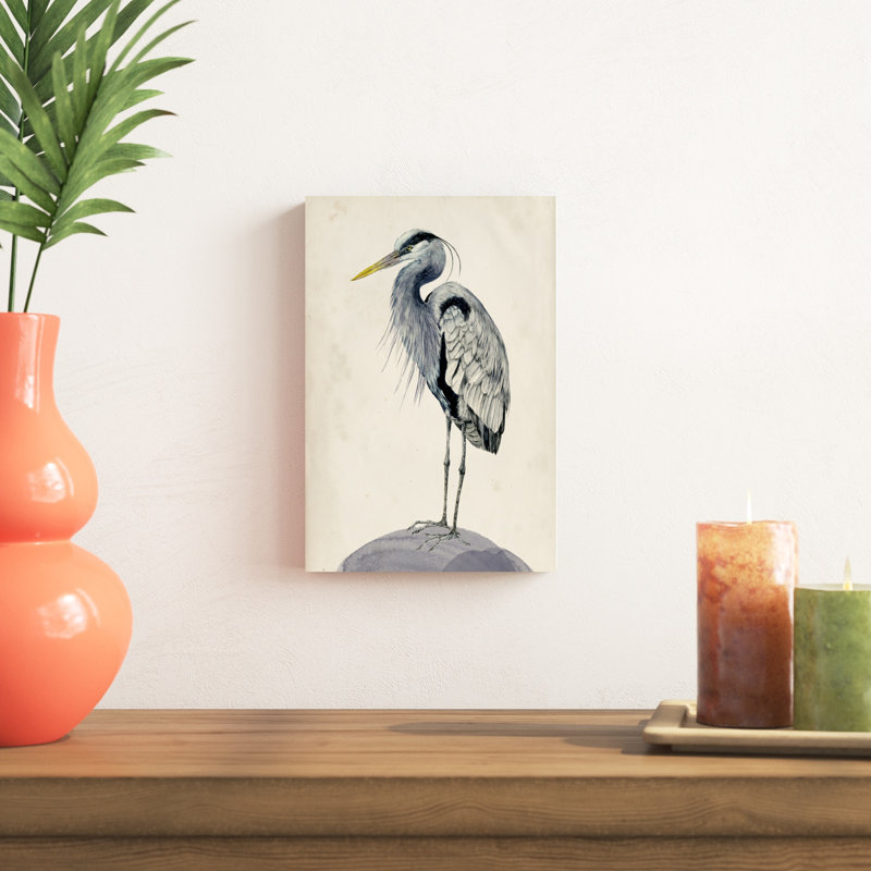 «Blue Heron Rendering II», peinture sur toile, H 12 po x l 8 po