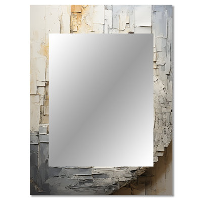 Gold White Timeless Turn - Abstract Spirals Mirror, Modern Decorative Wall Mirror, Printed Metal Art