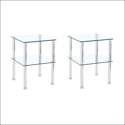 Table d'appoint 2 pièces avec rangement à 2 niveaux, table de chevet moderne pour le salon et la chambre à coucher