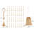 Metal Tibetan Inspired Indoor Outdoor Gold Decorative Bells With Brown Jute Rope And Canvas Drawstring Tote Set