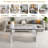 Luxury Rectangular Mirror Coffee Table With Fluted Tempered Glass And Rounded Edges