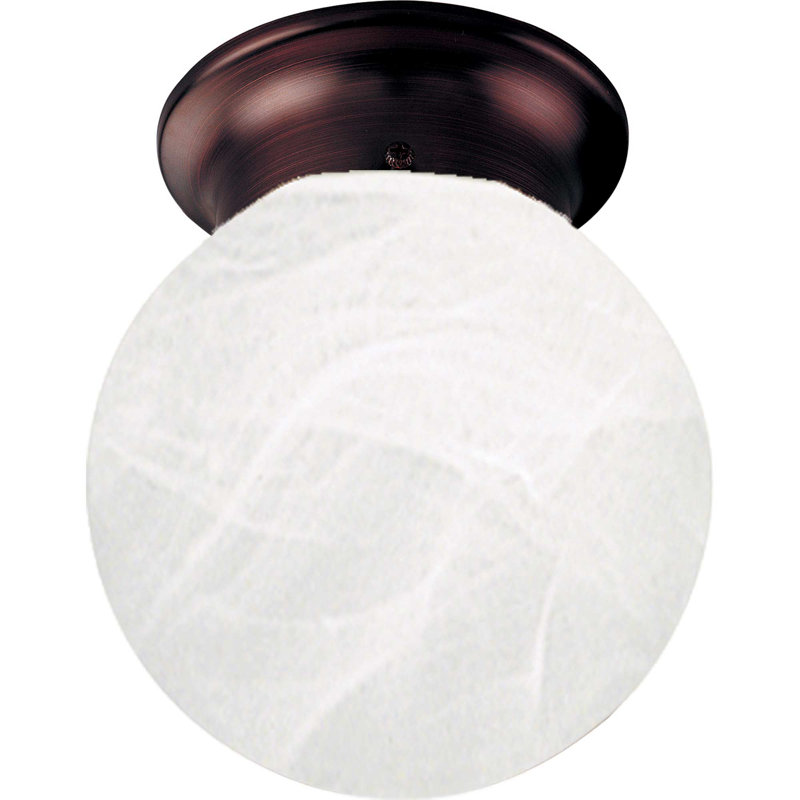 Marti 1-Light Indoor Antique Bronze Mini Flush Mount Ceiling Fixture with Alabaster Glass Round Orb Sphere Globe Shade