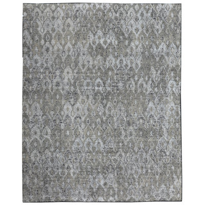 Wool Ikat Area Rug in Silver