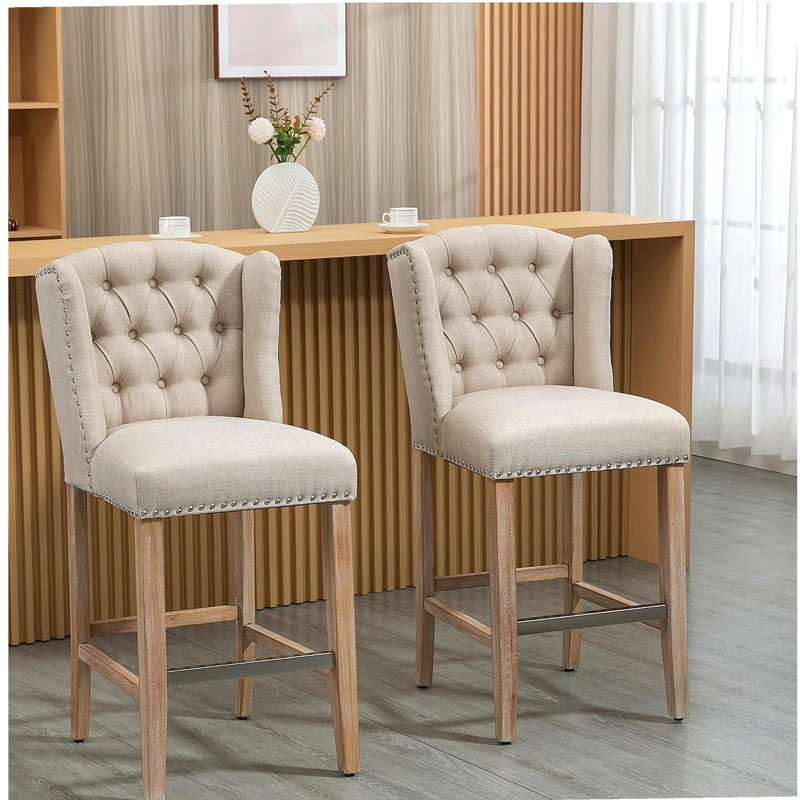 Ensemble de 2 tabourets de bar à hauteur de comptoir HOMcom, beige