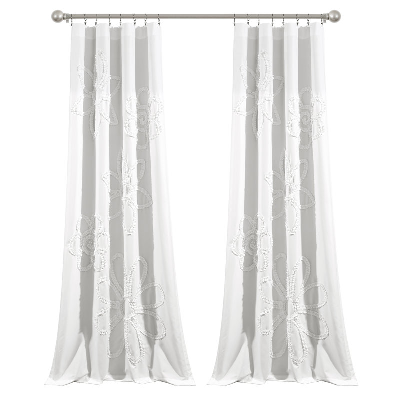 Paire de rideaux semi-transparents avec passe-tringle Ruffle