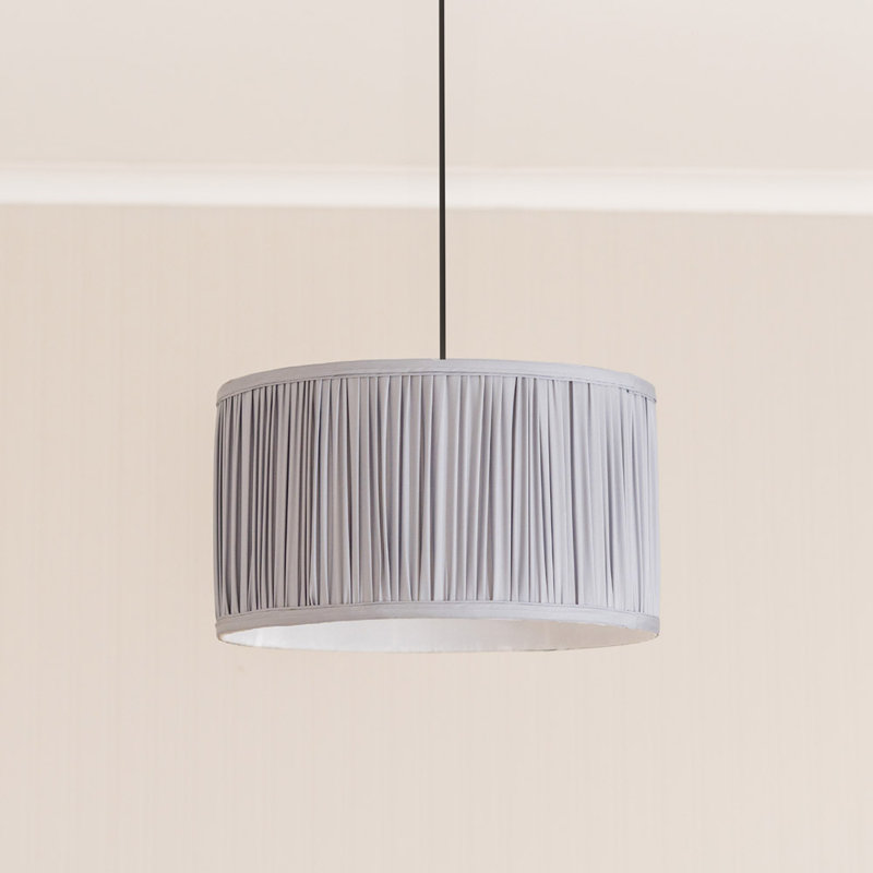 20cm H Silk Drum Lamp Shade ( Slip-On ), Blue, 20cm H x 35cm W x 35cm D