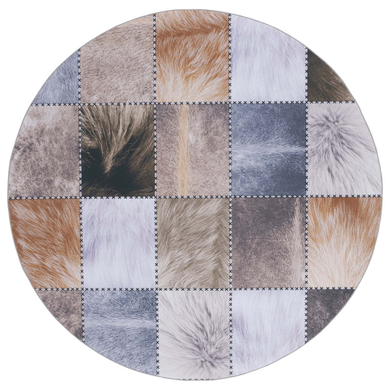 Briceida Performance Machine Washable Geometric Rug, Round 6'