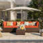 Ensemble de conversation modulaire en rotin pour 4 personnes avec coussins-570393815-562157634