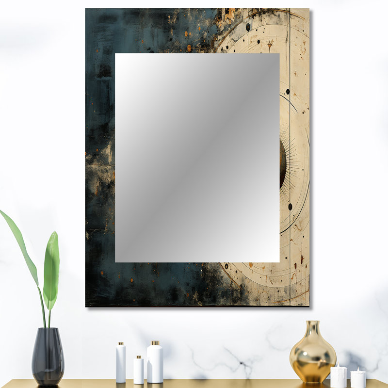 Minimalism Astrology Beige & Black - Astrology Decorative Wall Mirror, Blue Large Mirror, Printed Metal Art, 40" x 30"
