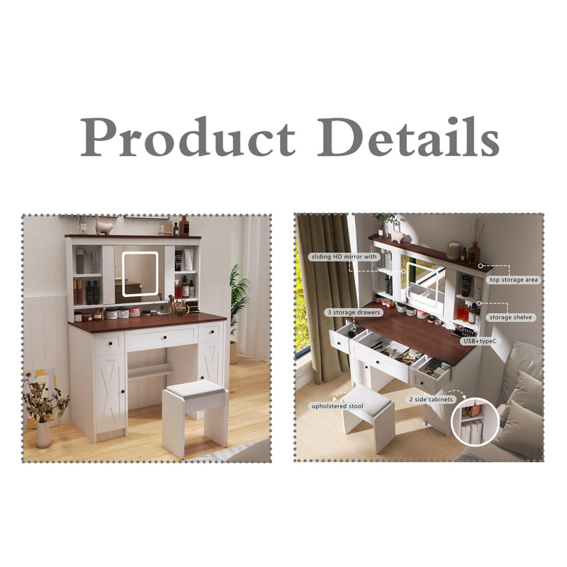Vanity Table With 1 Stool