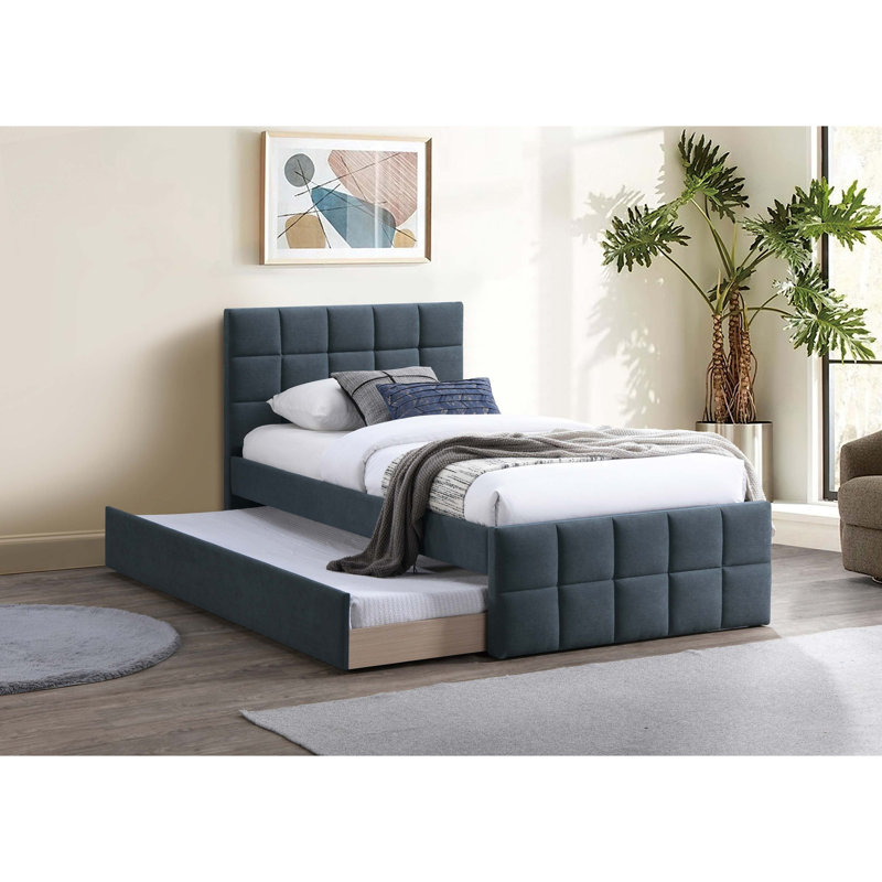 Lit 1 pièce de style contemporain, Gris anthracite
