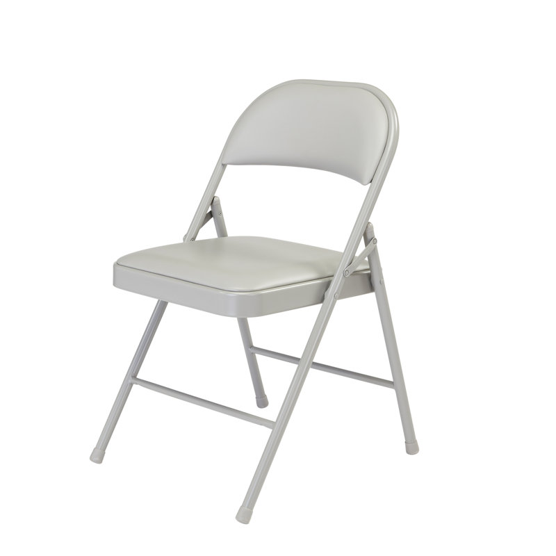Gray Vinyl Padded Armless Metal Folding Chair Set of 4