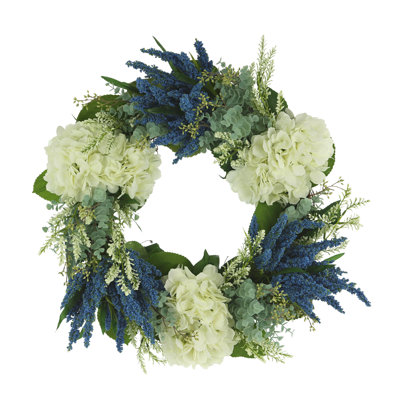 24" Hydrangea, Heather And Eucalyptus Wreath