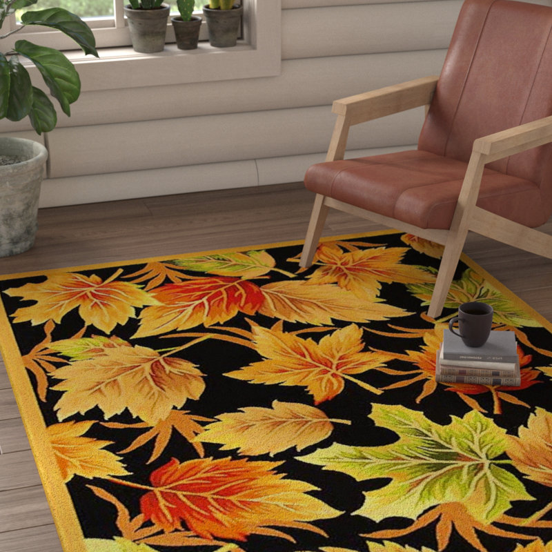 Tapis noir / doré en laine touffeté à la main Kinchen, Rectangle 5 pi 3 po x 8 pi 3 po