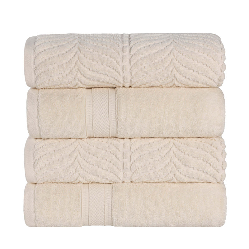 Serviette de bain en coton Orelia, Ivoire