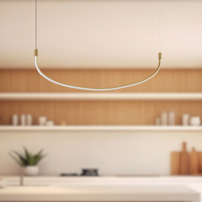 Luminaire suspendu géométrique unique à 1 lumière à DEL Talis, Or brossé, H 9,25 po x l 36,63 po x P 0,88 po