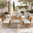 5-Piece Acacia Wood Patio Dining Set with Adjustable Legs
