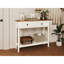 Console de style campagnard avec 2 tiroirs et tablette de rangement inférieure pour le vestibule, table d'appoint rustique avec tiroir de rangement et tablette pour le salon, couloir (blanc antique)-231986535