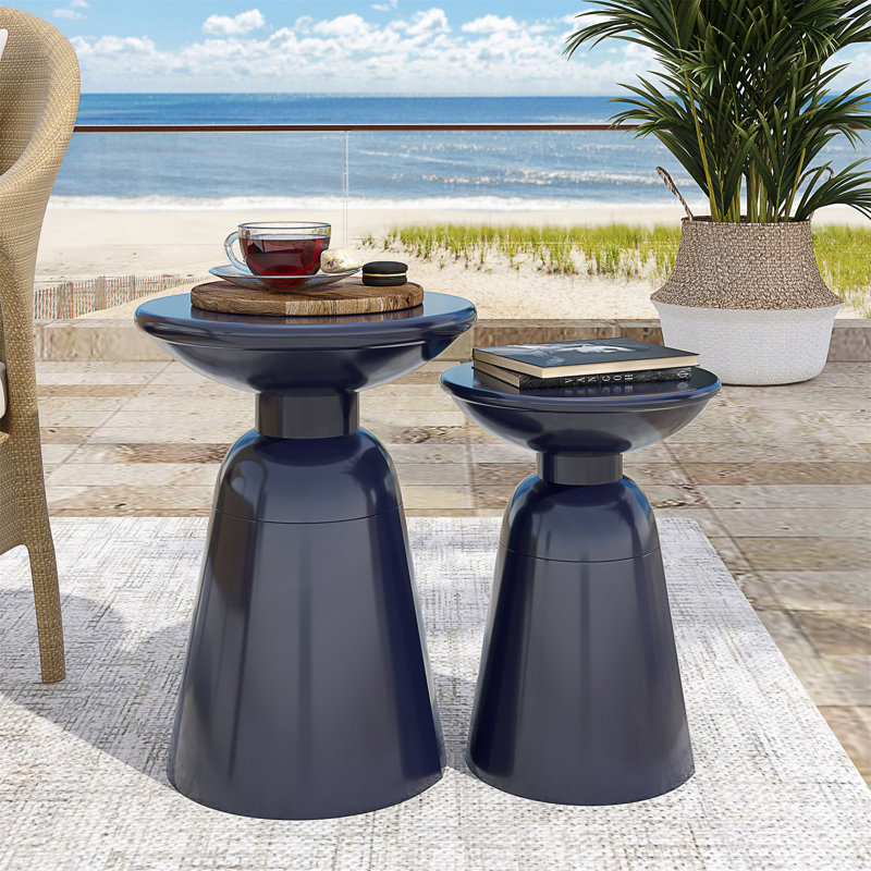 Ensemble de 2 tables d'appoint en fer Serenita, Marine