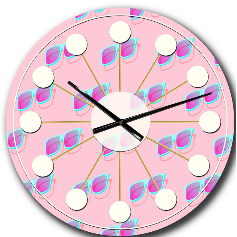 Horloge murale rose Mid-Century, Grand