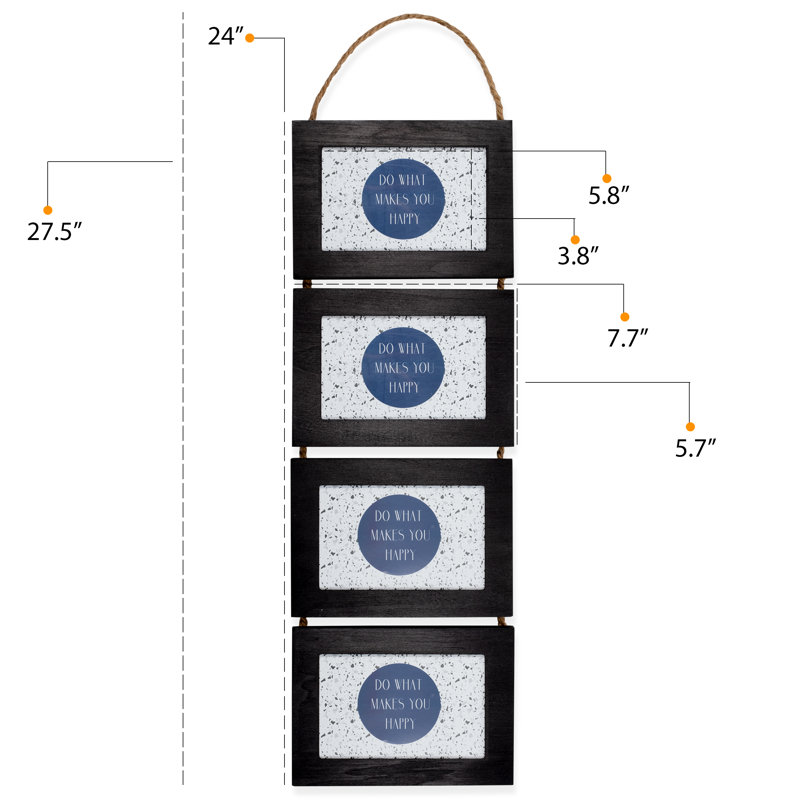 Ensemble de 8 cadres en bois noir mat 4 "x 6" Nila