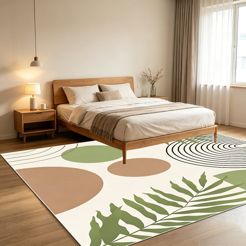 1PC Boho Tropical Geometric Line Palm Leaf area rugs for Living Room, Soft and Comfortable, Suitable for all seasons, easy-to-maintain, machine washable Indoor floor mat, Under Table Farmhouse suitable for dining table, bedroom, entryway, patio,