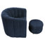 Fauteuil pivotant de salon contemporain avec surface en bois massif bleu Boucle