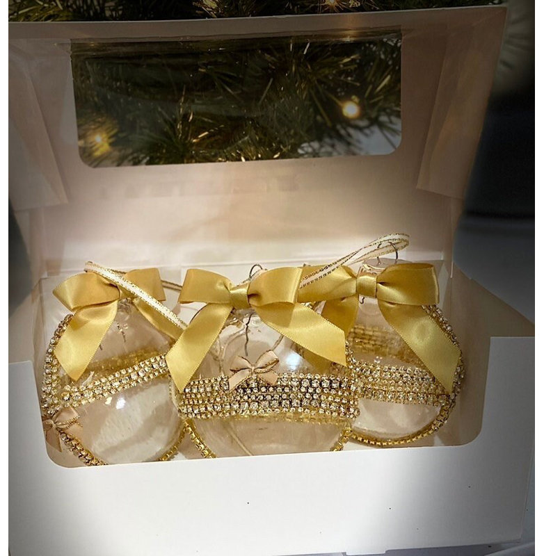 Ornements de la collection Gold / strass doré avec mini nœud!