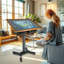 Rectangle Height Adjustable 87.5cm L Training Table with Casters and Modesty Panel