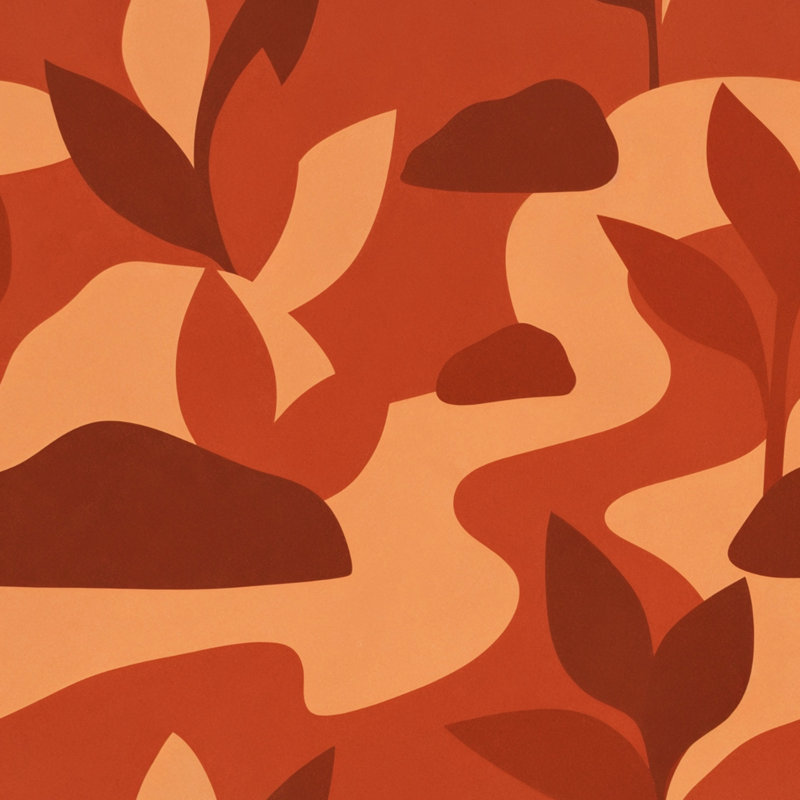 Couvertures de feuilles de camouflage botaniques, L 50 po x H 60 po, Rouille foncée / pêche clair