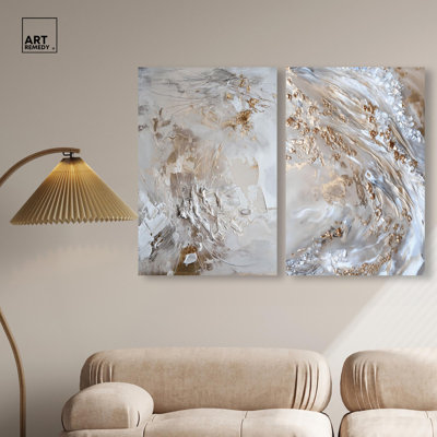 Perle marée ensemble de 2 ensembles d'art géode sur toile 