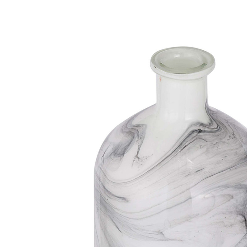 Vase artistique en céramique avec motif tourbillonnant noir et blanc, taille compacte, idéal pour les arrangements floraux et les décorations modernes.