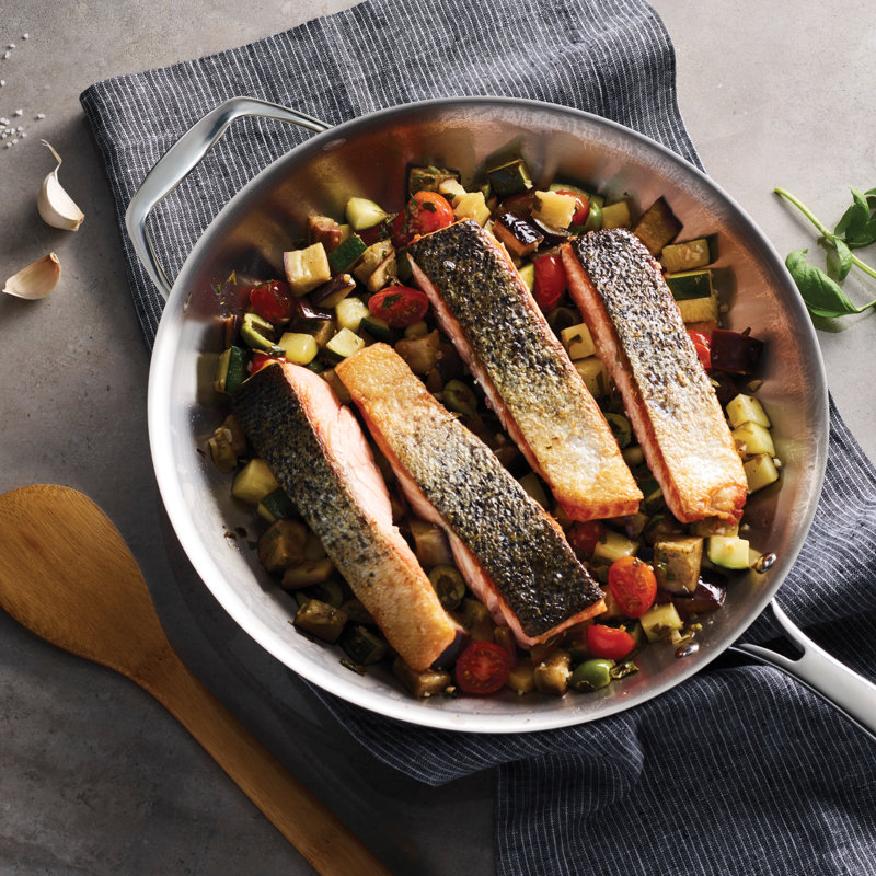 Tramontina Gourmet Tri-Ply Clad 12" Frying Pan with Helper Handle