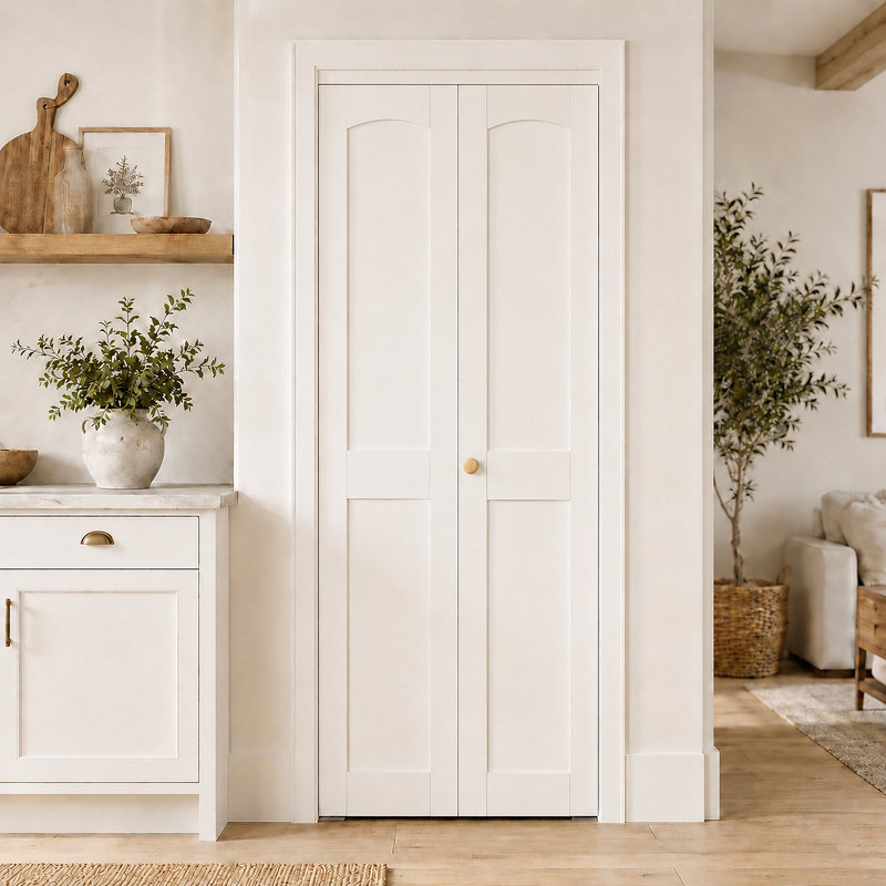 Porte pivotante ou pliante à deux vantaux 30 po x 80 po avec plateau arqué et trousse de quincaillerie d'installation
