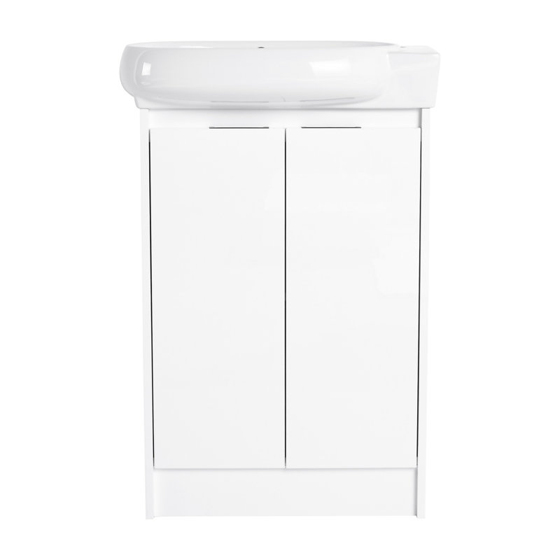 Meuble-lavabo de salle de bain moderne avec rangement en bas 23 po - pratique, Glossy White