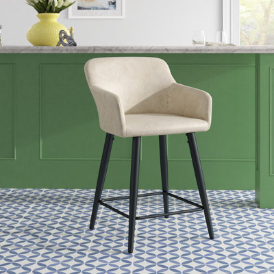 Ivanna Upholstered Velvet Counter Stool with Iron Frame
