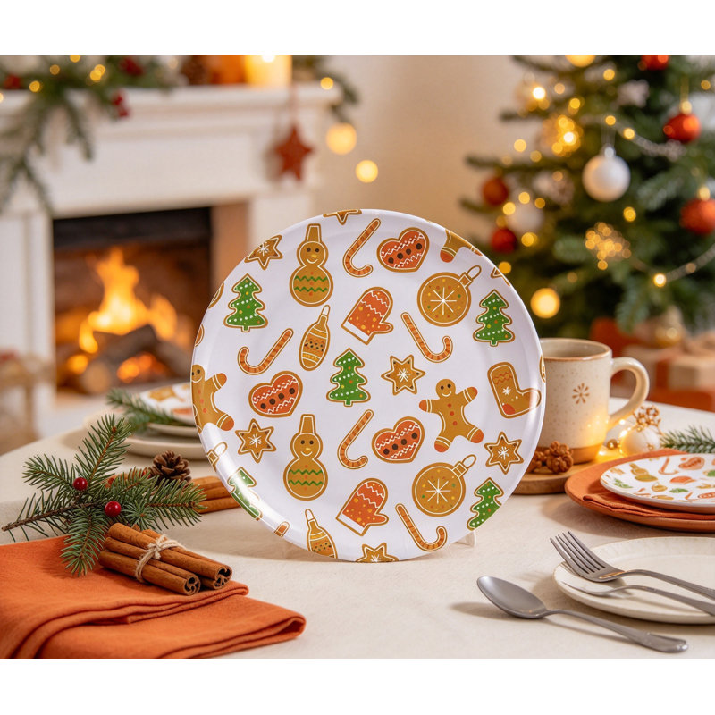 Ensemble de 10 assiettes de Noël rondes en mélamine 10 po