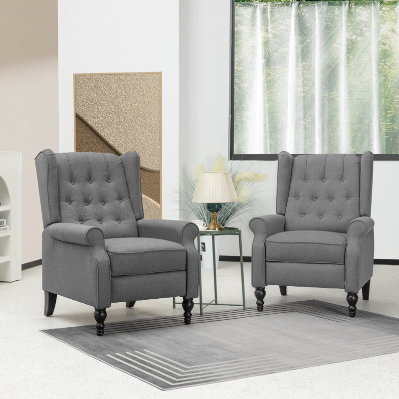 Riley Upholstered Recliners (Set of 2), Gray Polyester