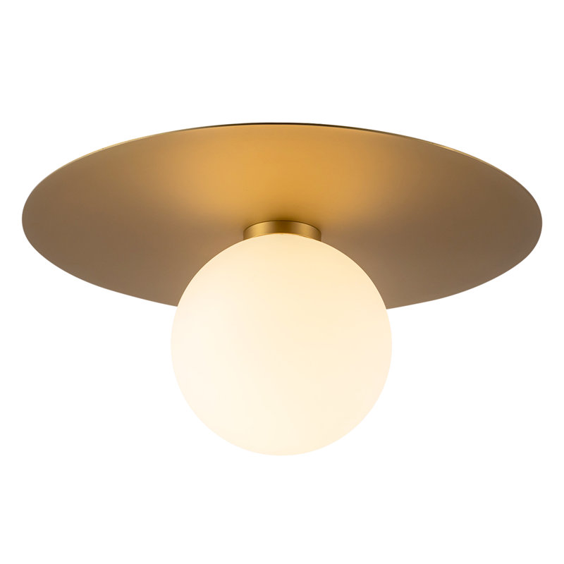 Plafonnier encastré Elixir, Doré, Blanc / Doré, H 7,38 po x l 14,1 po x l 14,1 po