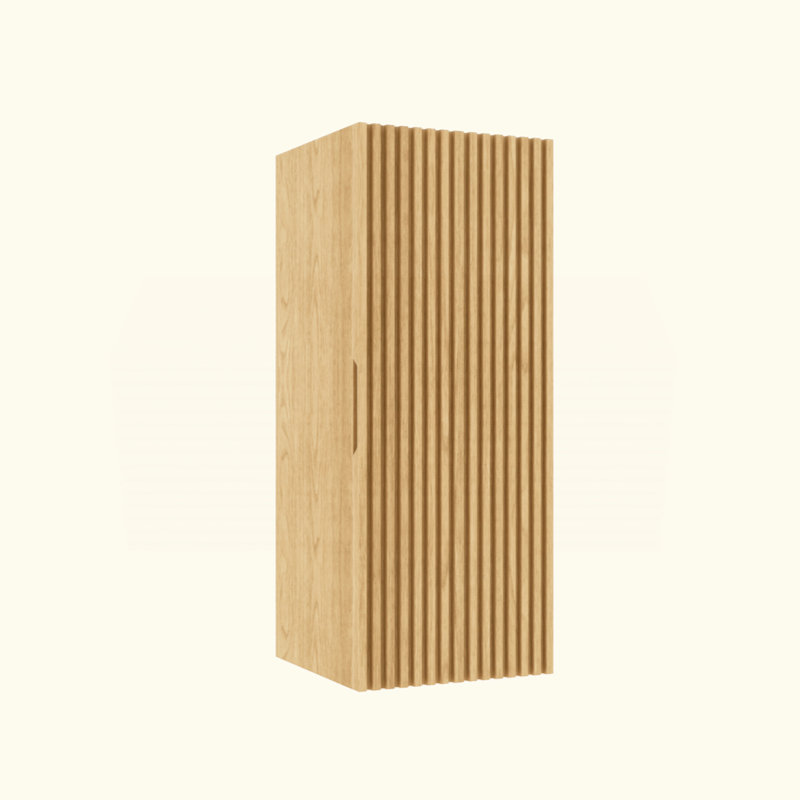 Armoire murale de salle de bain flottante murale rayée avec porte et tablette (convient pour meuble-lavabo BRON), Chêne clair