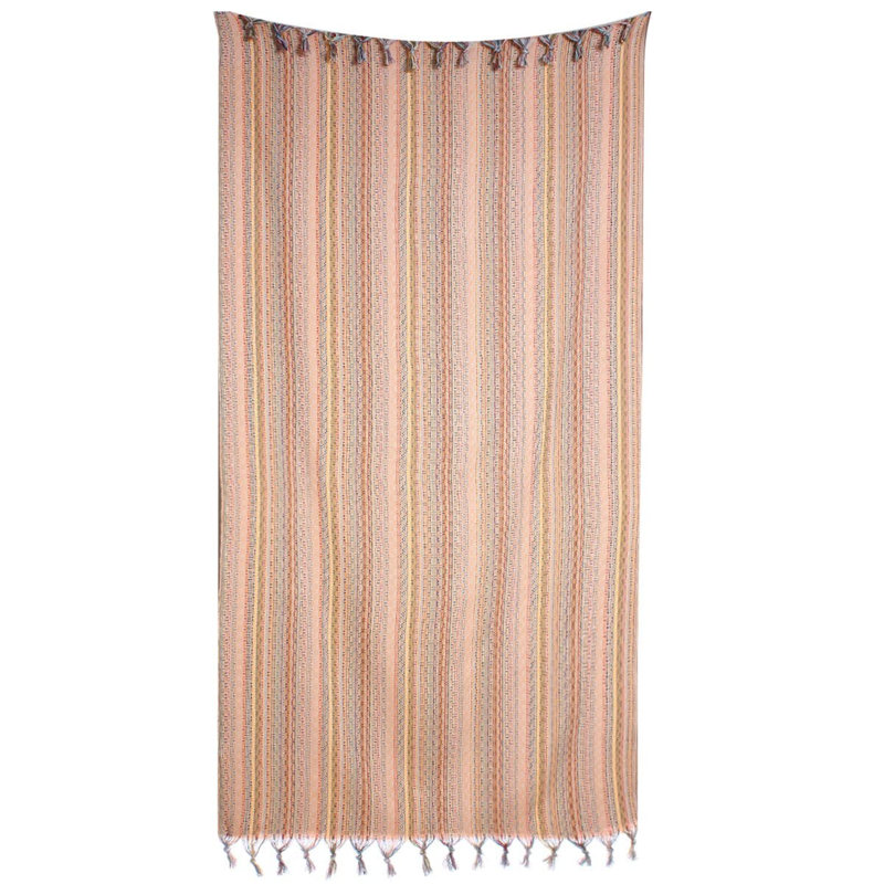 Luxullian Turkish Cotton Bohemian Bath Towel, Salmon