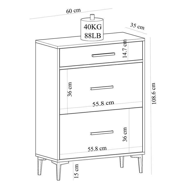 Console 23,6 po Svioandi, Beige / Blanc