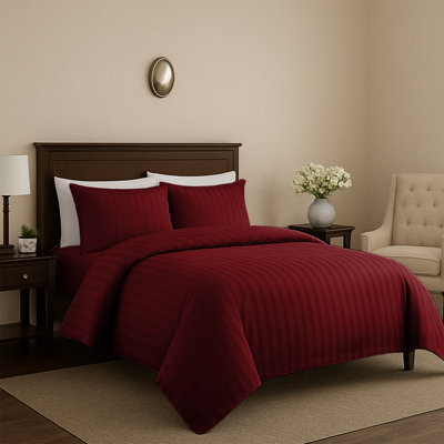 Microfiber Striped Duvet Cover Set with Pillowcases