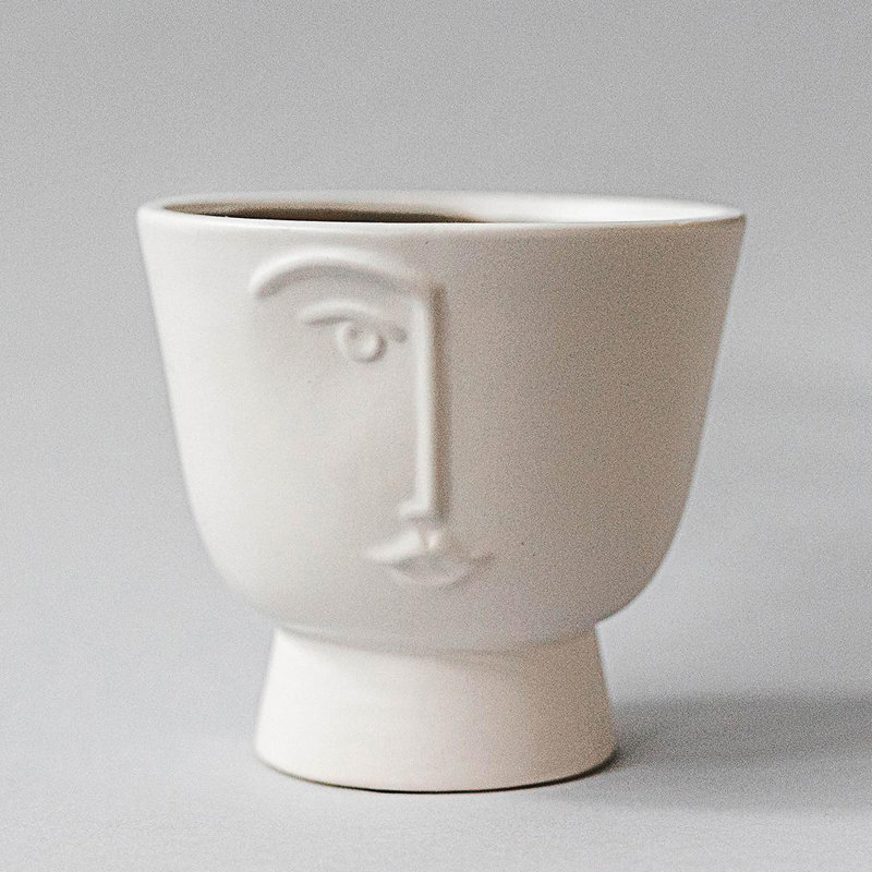 Pot à fleurs rond Abstract Face, H 6 po x l 6,75 po x P 6,75 po