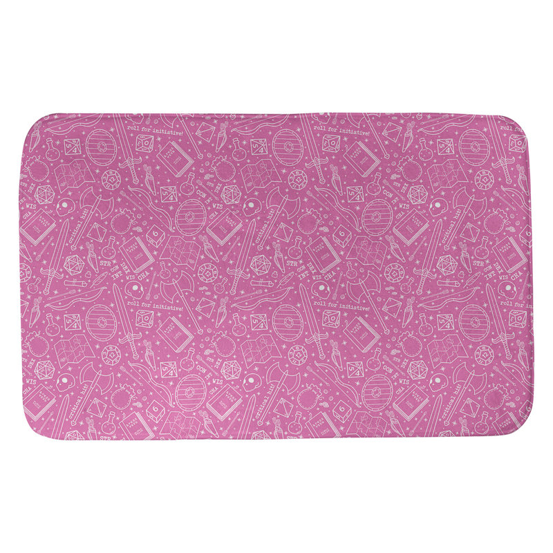 Tapis pour salle de bain rpg Leffel, l 17 po x L 24 po, Rose / blanc