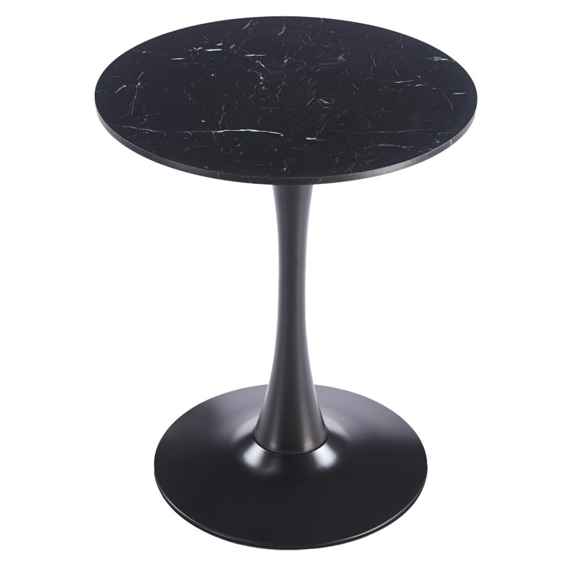 Table de salle à manger Bristol moderne avec plateau en panneau de fibres à densité moyenne et piédestal en acier inoxydable